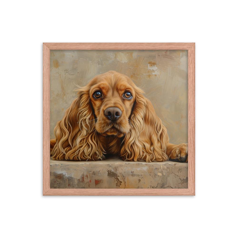 English Cocker Spaniel Resting on Textured Background Painting Framed Poster - Oh Posters