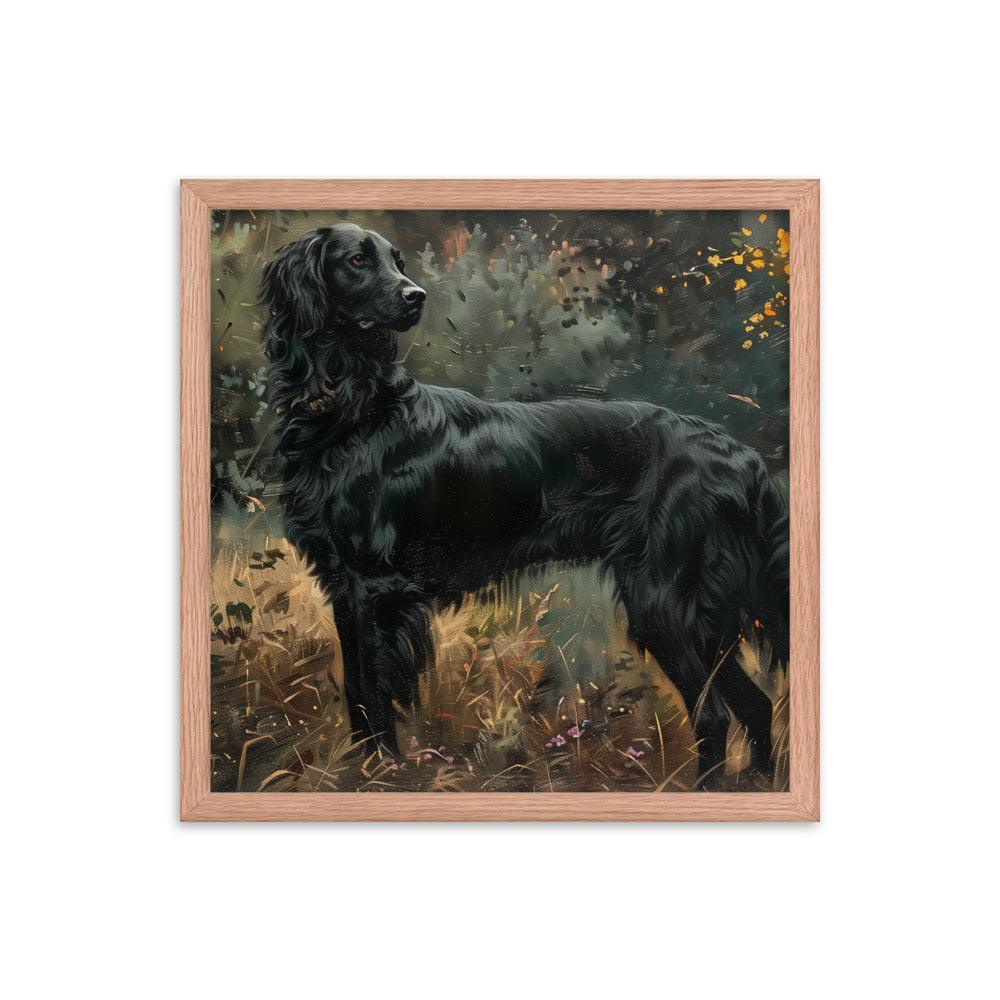 Flat-Coated Retriever in Forest Painting Framed Poster - Oh Posters