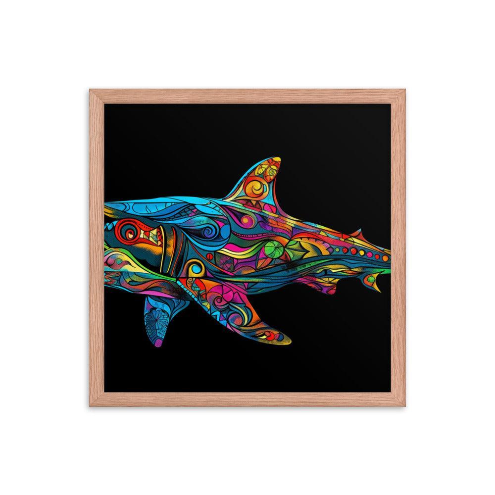 Hammerhead Shark Colorful Abstract Art Digital Design Framed Poster - Oh Posters