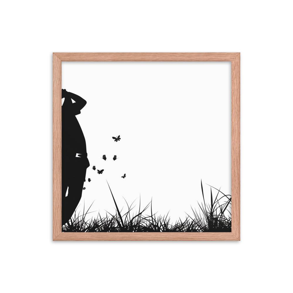 Golfer Silhouette Swinging Action Black and White Art Framed Poster - Oh Posters