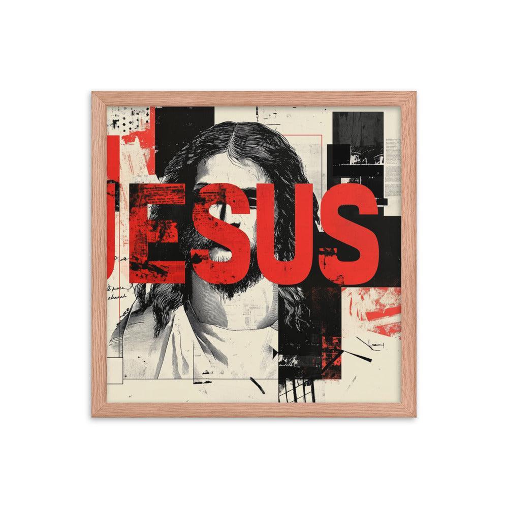 Jesus Typography Heals Abstract Collage Art Framed Poster - Oh Posters