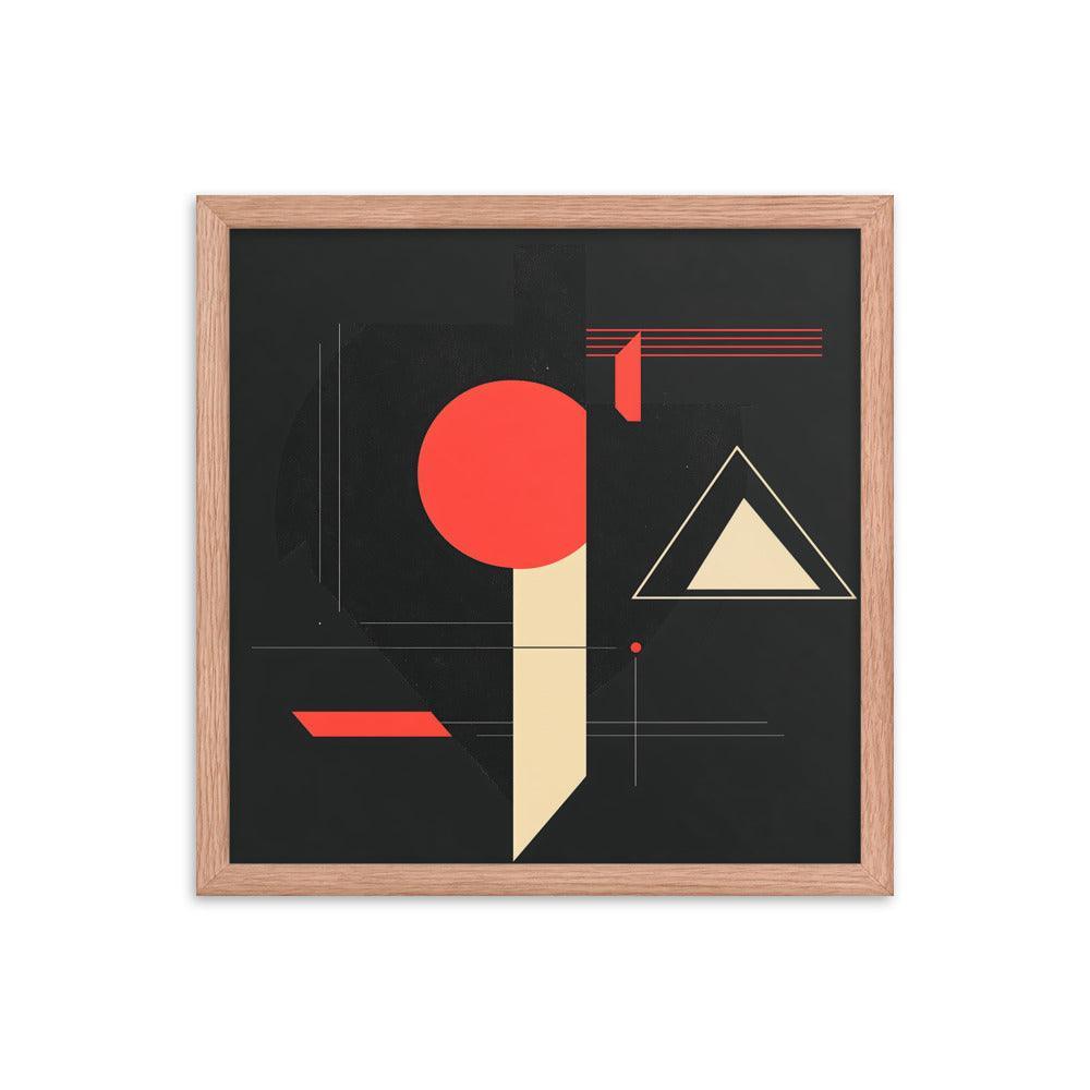 Bold Geometric Art Shapes Red Circle Black Framed Poster - Oh Posters