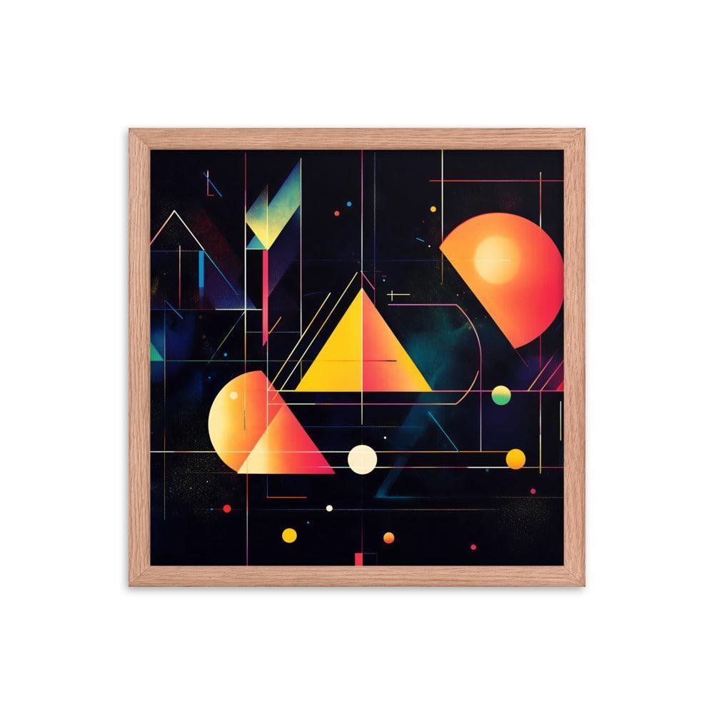 Cosmic Geometric Art with Abstract Shapes and Colorful Patterns for Modern Aesthetics Framed Poster - Oh Posters