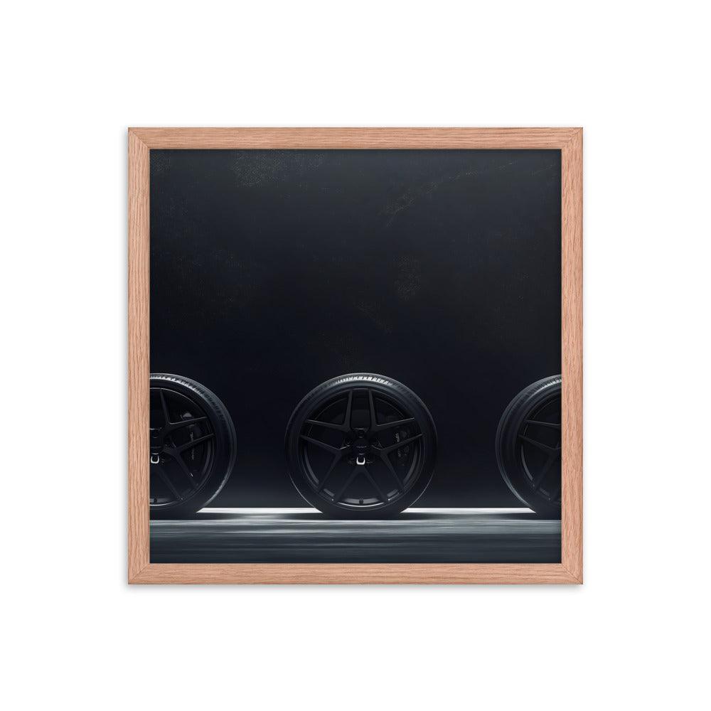 Car Wheels Trio Under Starry Night Sky Framed Poster - Oh Posters