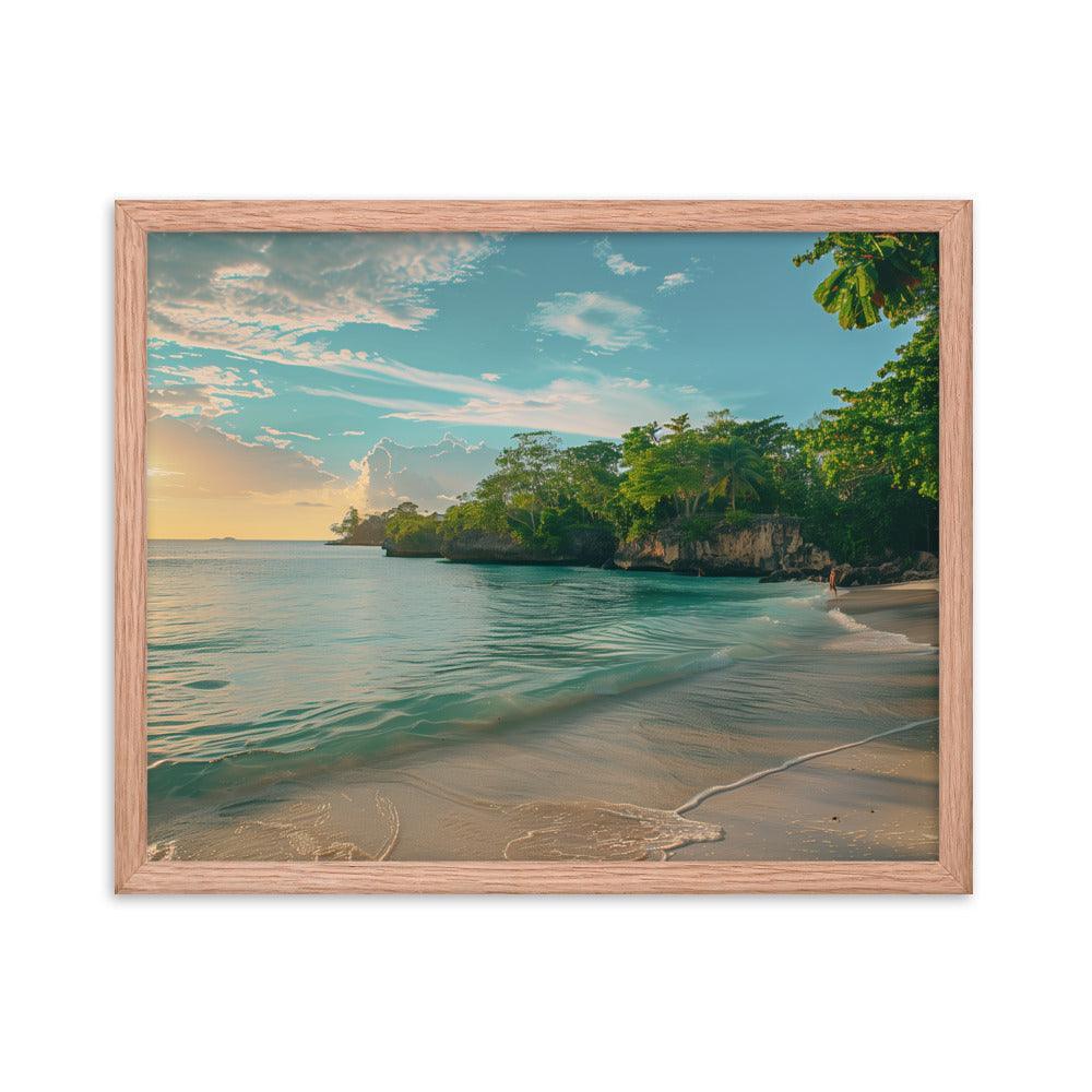 Jamaica Tranquil Seaside Sunset Framed Poster - Oh Posters