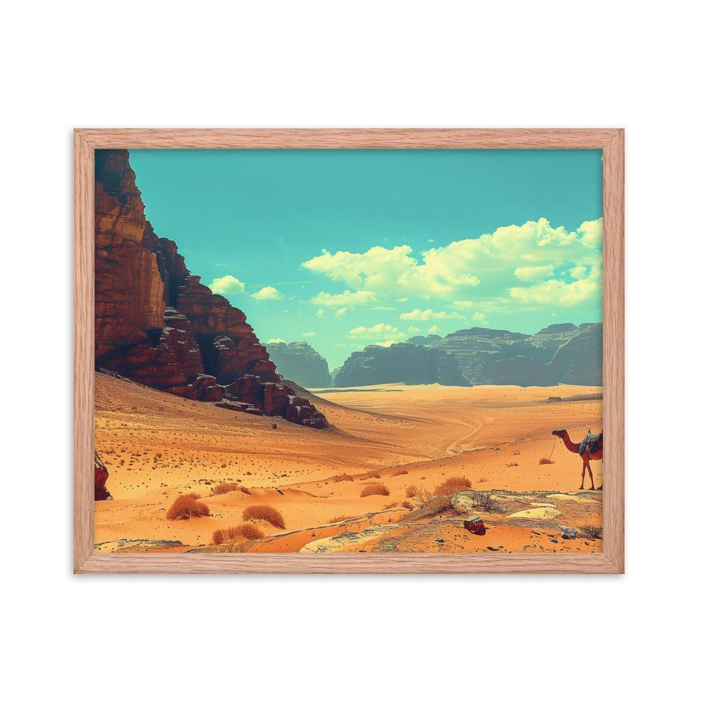 Jordan Wadi Rum Desert Camel Landscape Framed Poster - Oh Posters