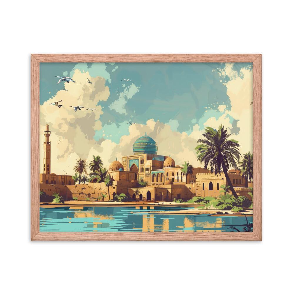 Iraq Riverside Mosque Tropical Landscape Framed Poster - Oh Posters