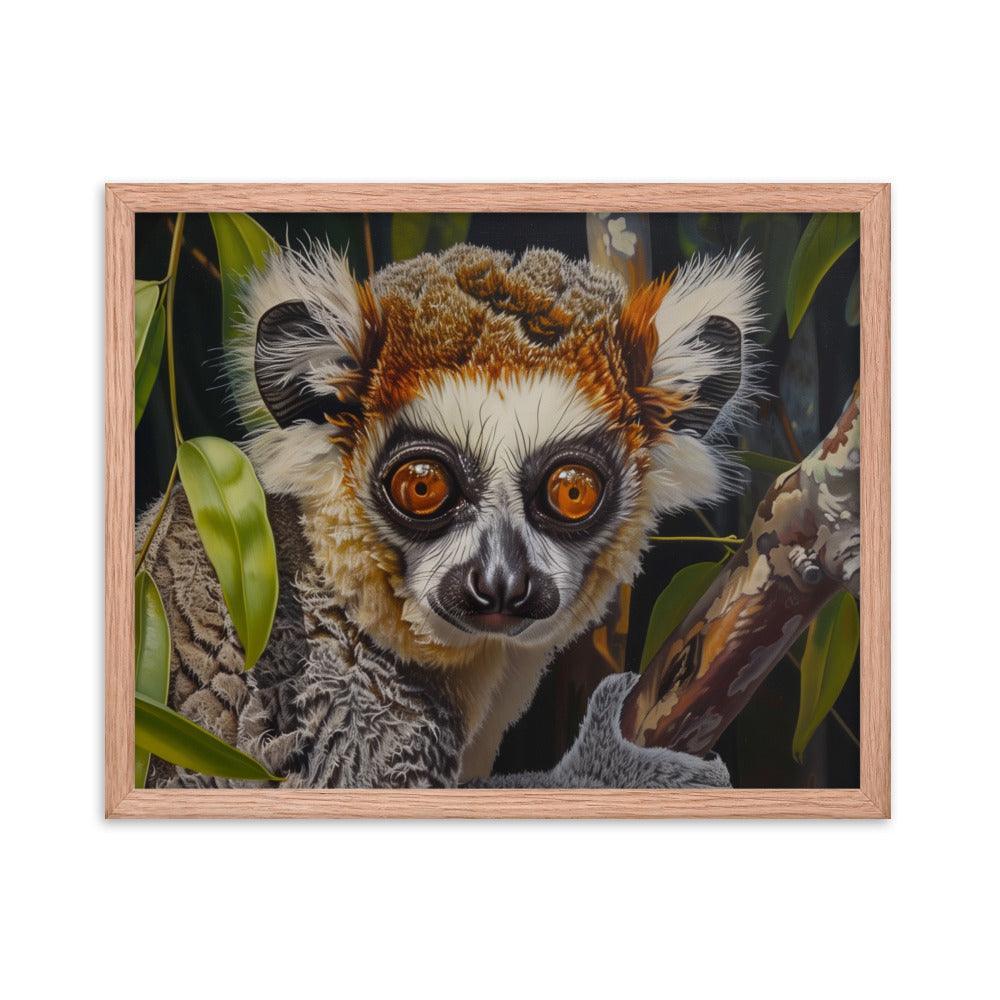 Madagascar Brown Lemur Realistic Wildlife Art Framed Poster - Oh Posters