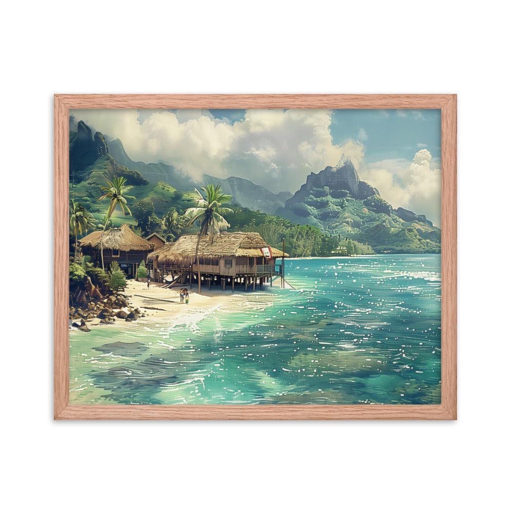 Nauru Tropical Beachside Village Framed Poster - Oh Posters