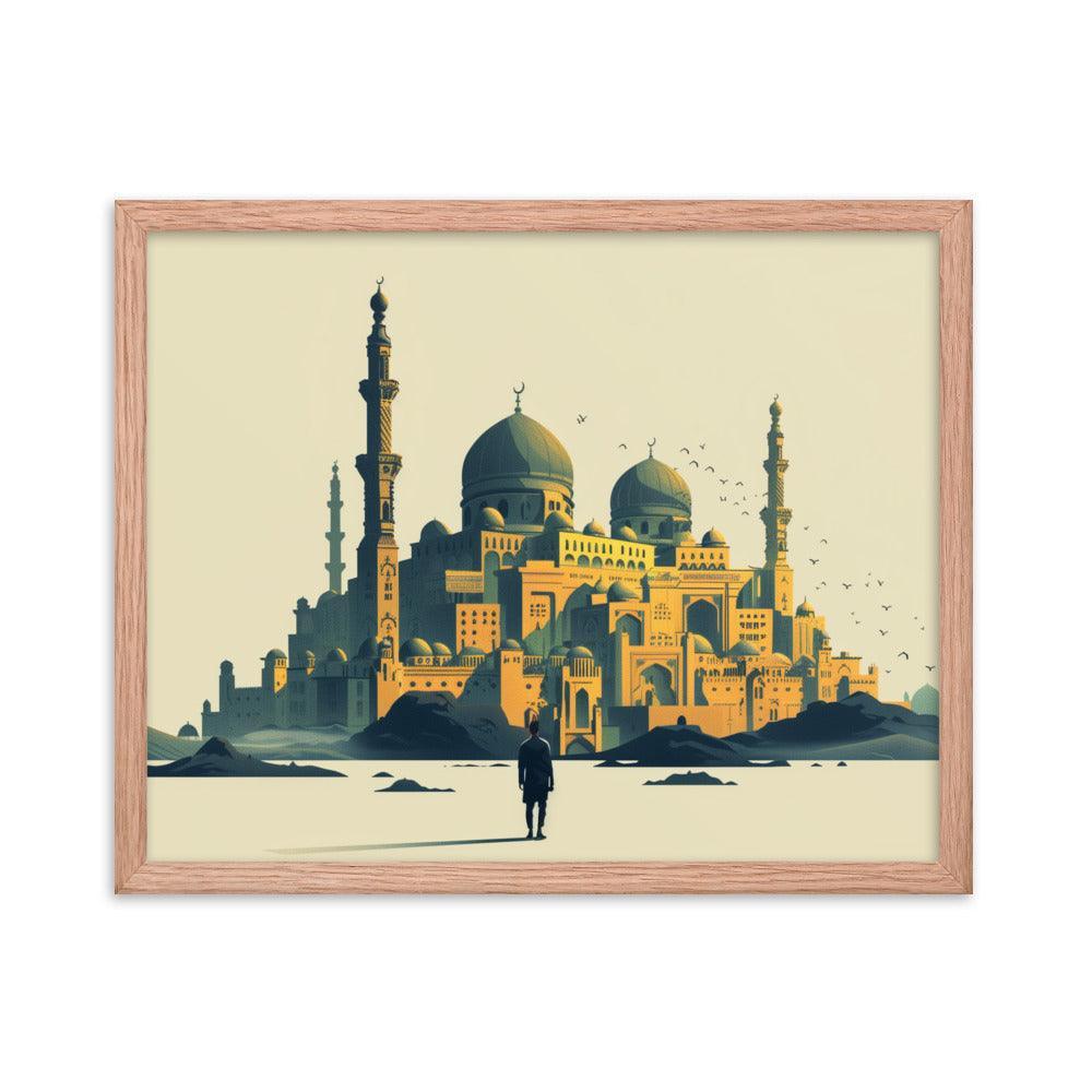 Saudi Arabia Majestic Mosque Desert Landscape Framed Poster - Oh Posters