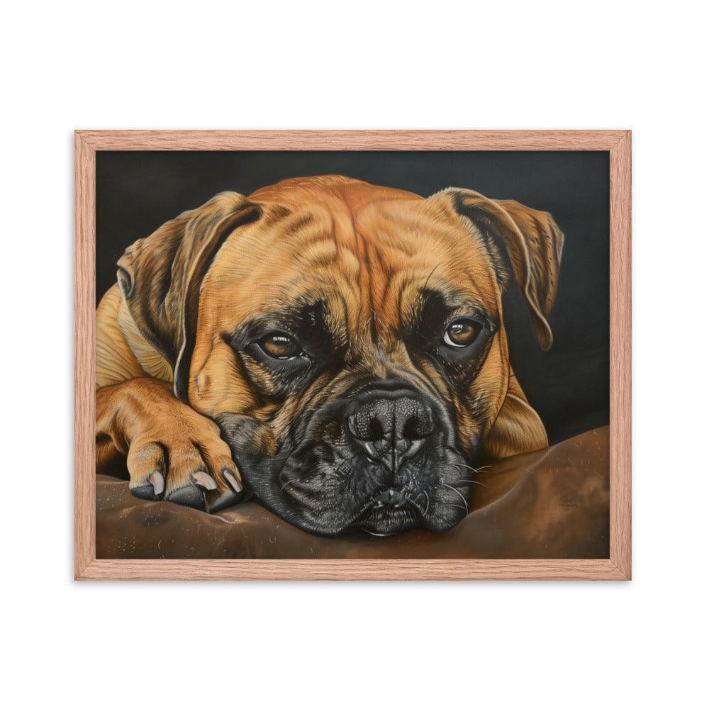 Bullmastiff Resting Portrait Painting Framed Poster - Oh Posters