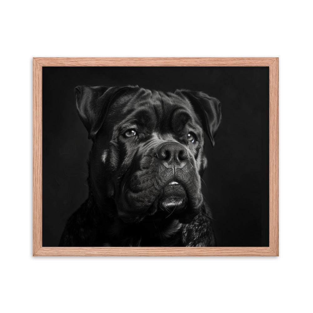 Cane Corso Black and White Close-Up Portrait Framed Poster - Oh Posters