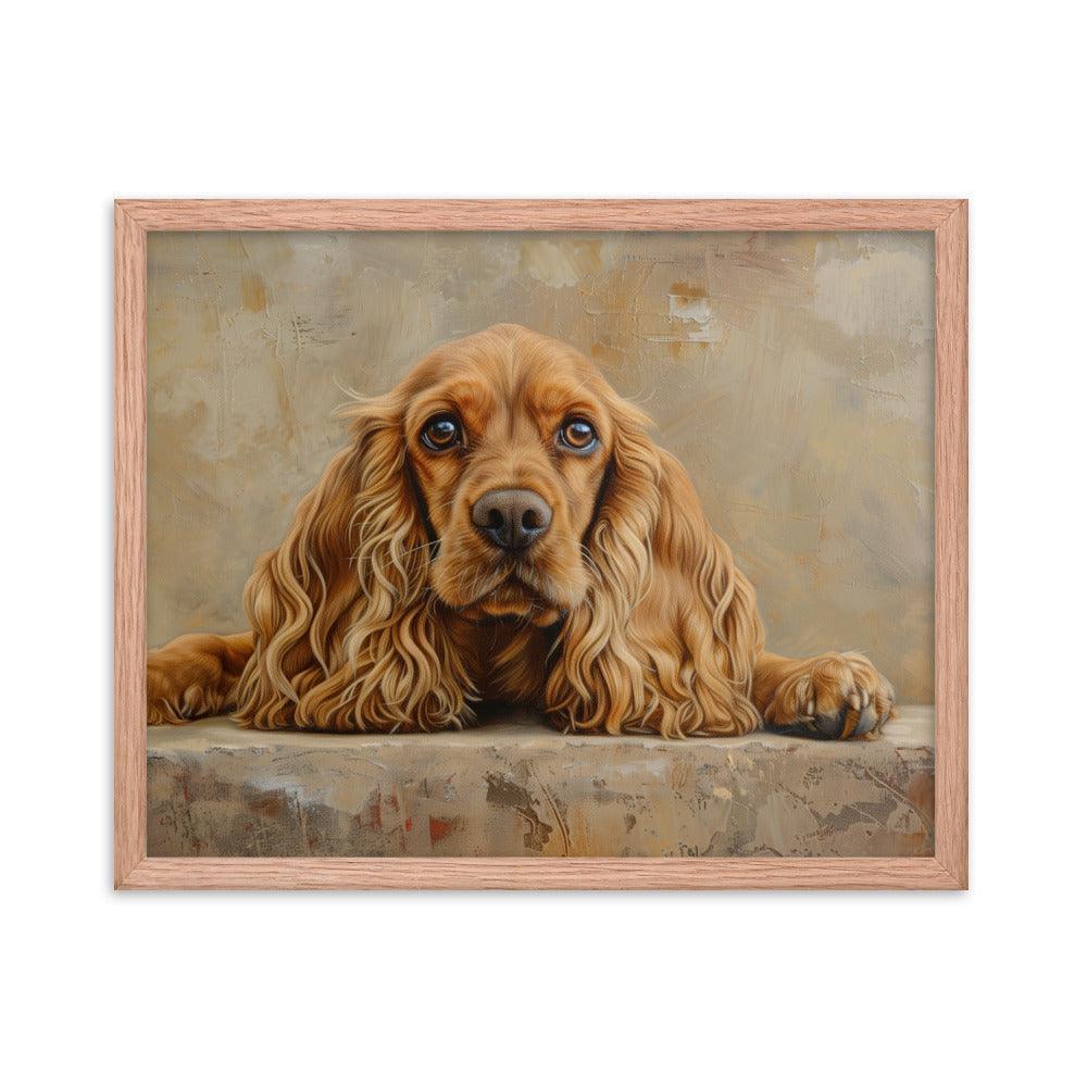 English Cocker Spaniel Resting on Textured Background Painting Framed Poster - Oh Posters