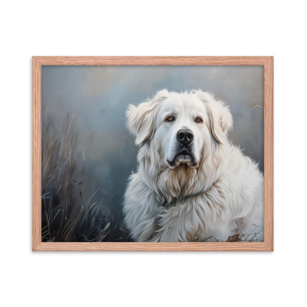 Great Pyrenees Majestic Winter Portrait Framed Poster - Oh Posters