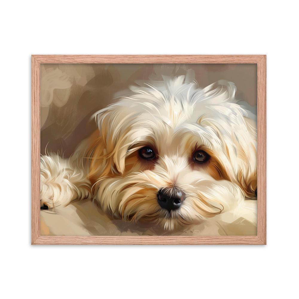 Havanese Puppy Resting Digital Painting Framed Poster - Oh Posters