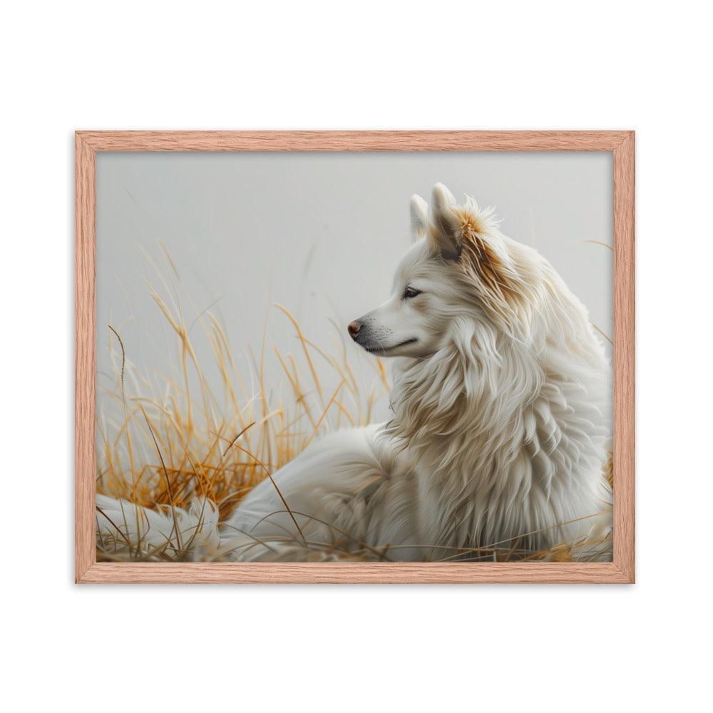 Icelandic Sheepdog in Golden Field Art Framed Poster - Oh Posters