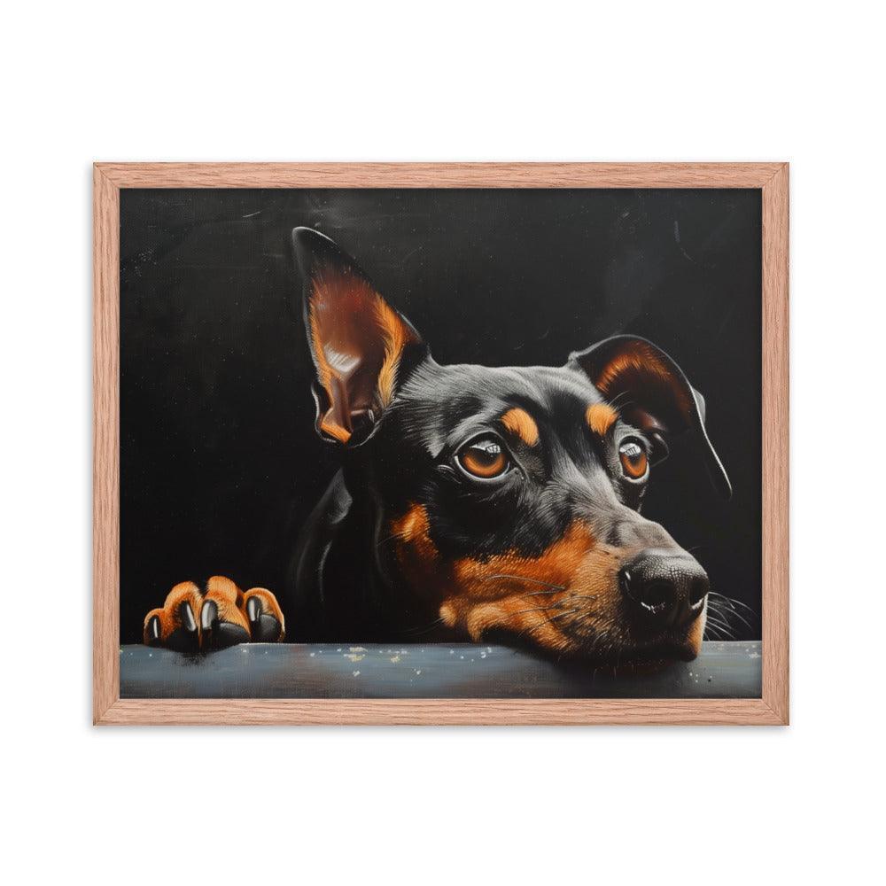 Manchester Terrier Painting with Dark Background Framed Poster - Oh Posters