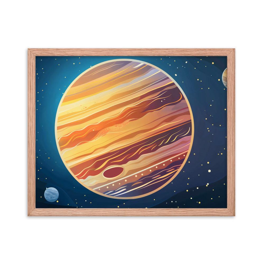 Jupiter Colorful Space Illustration Astronomy Art Framed Poster - Oh Posters