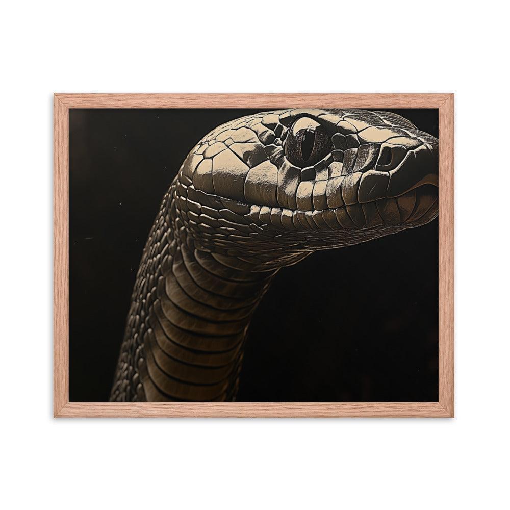 Cobra Snake Realistic Dark Portrait Digital Art Framed Poster - Oh Posters