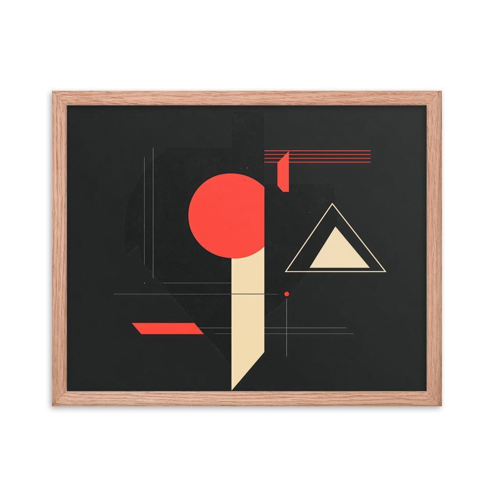 Bold Geometric Art Shapes Red Circle Black Framed Poster - Oh Posters