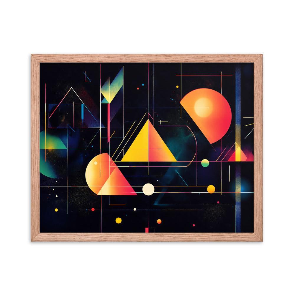 Cosmic Geometric Art with Abstract Shapes and Colorful Patterns for Modern Aesthetics Framed Poster - Oh Posters