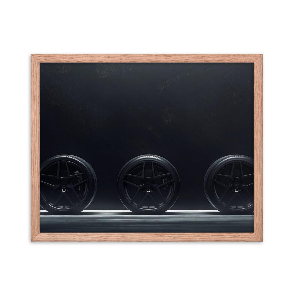 Car Wheels Trio Under Starry Night Sky Framed Poster - Oh Posters