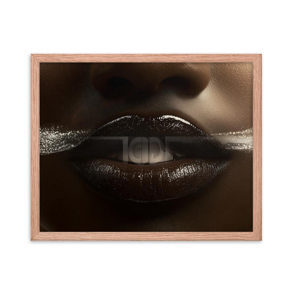 Bold Abstract Face Art with White Accents for Modern Aesthetic Framed Poster - Oh Posters