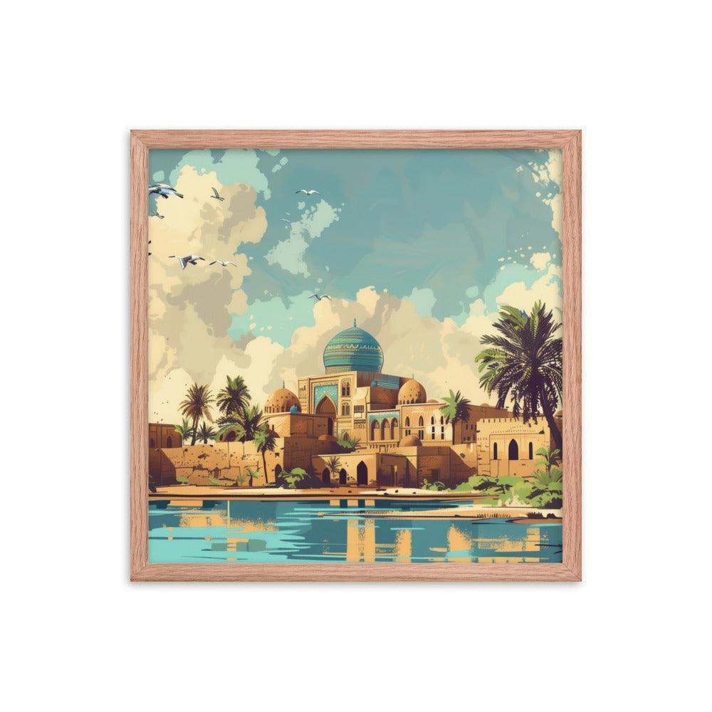 Iraq Riverside Mosque Tropical Landscape Framed Poster - Oh Posters