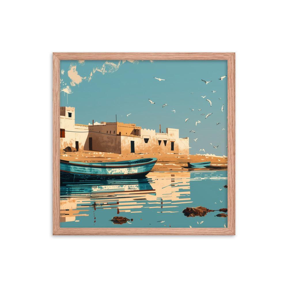 Mauritania Coastal Town Reflected on Calm Waters Framed Poster - Oh Posters