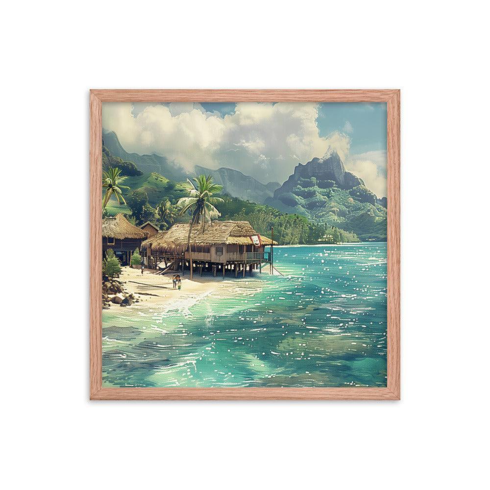 Nauru Tropical Beachside Village Framed Poster - Oh Posters