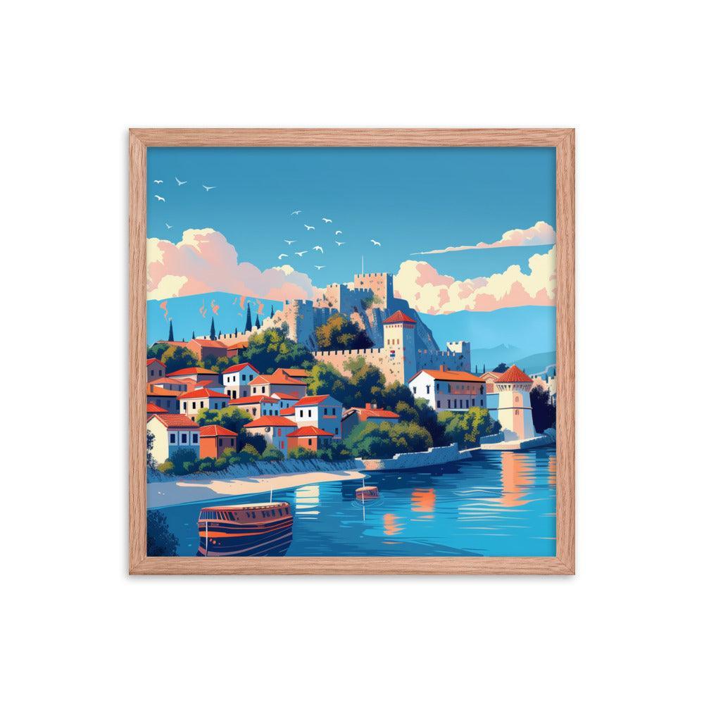 North Macedonia Historic Castle by the Lake Framed Poster - Oh Posters