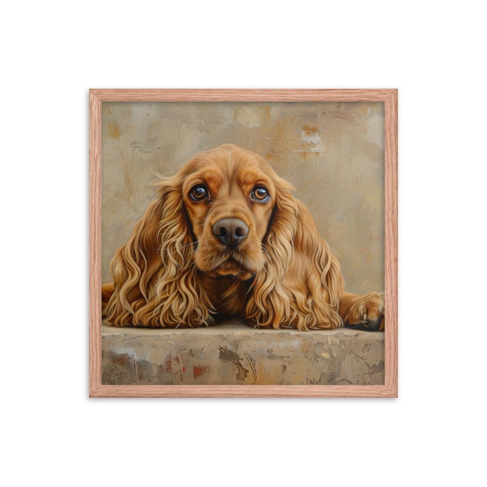 English Cocker Spaniel Resting on Textured Background Painting Framed Poster - Oh Posters