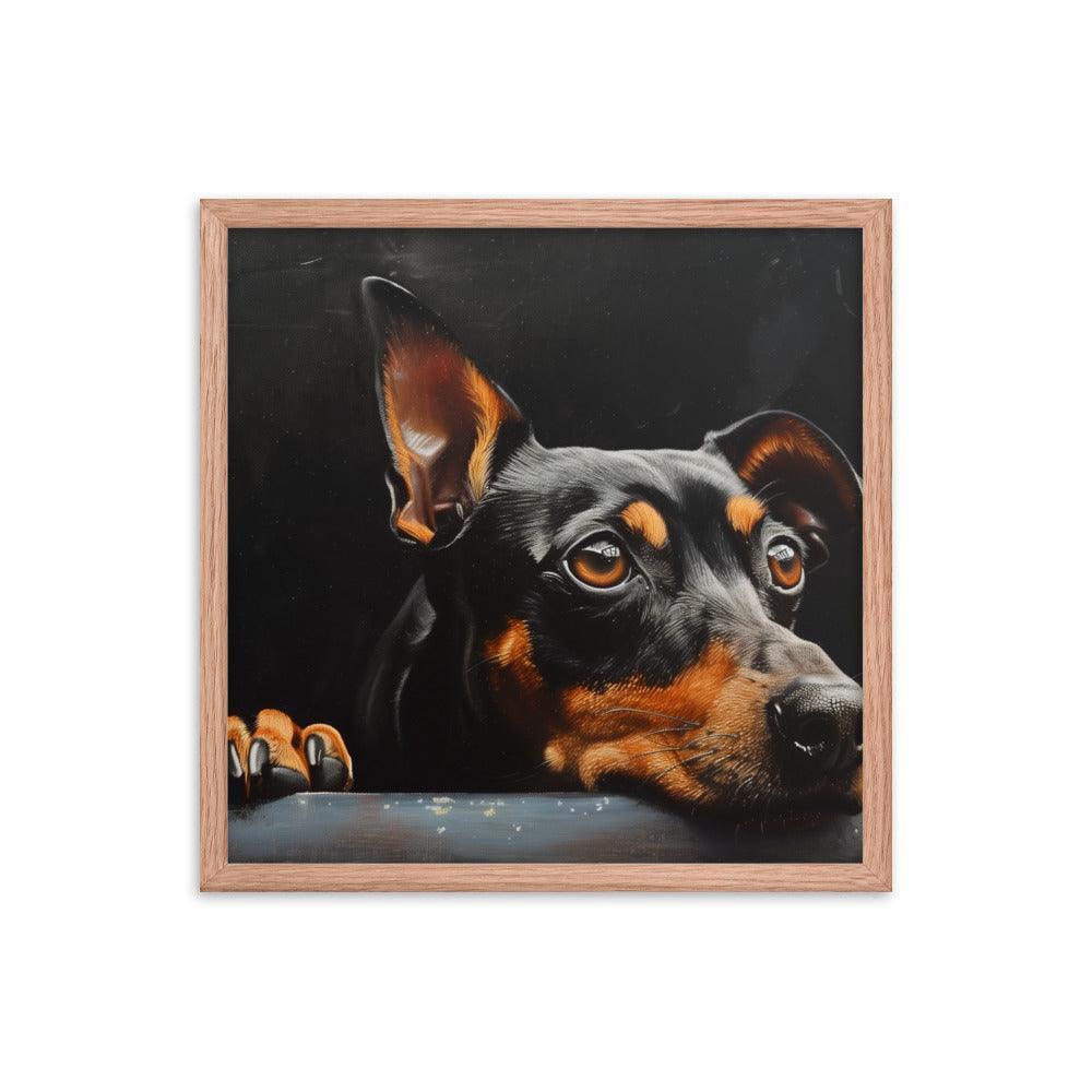 Manchester Terrier Painting with Dark Background Framed Poster - Oh Posters