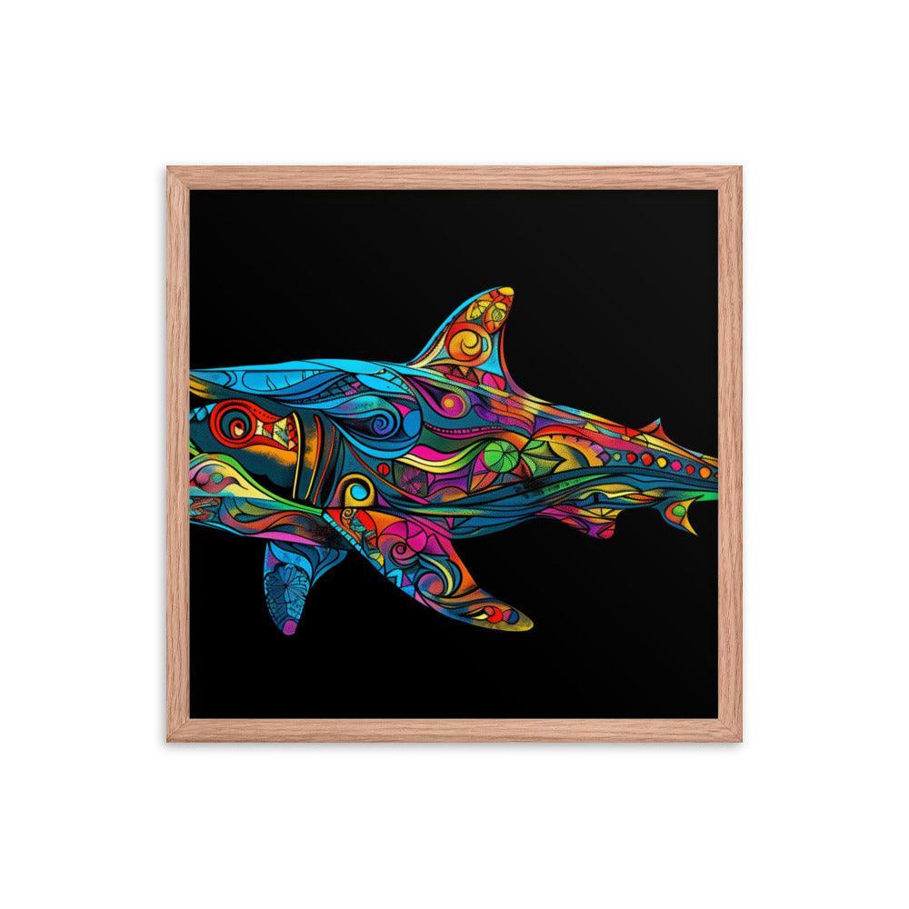 Hammerhead Shark Colorful Abstract Art Digital Design Framed Poster - Oh Posters