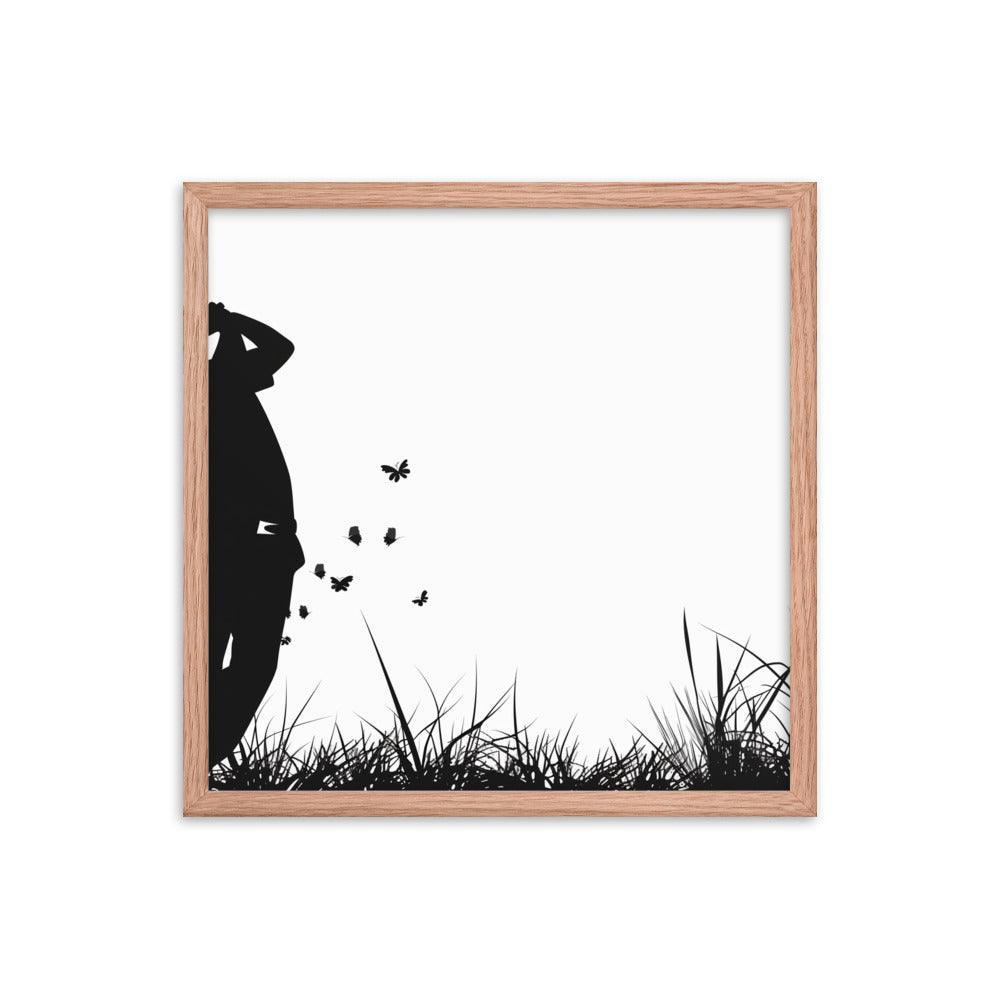 Golfer Silhouette Swinging Action Black and White Art Framed Poster - Oh Posters