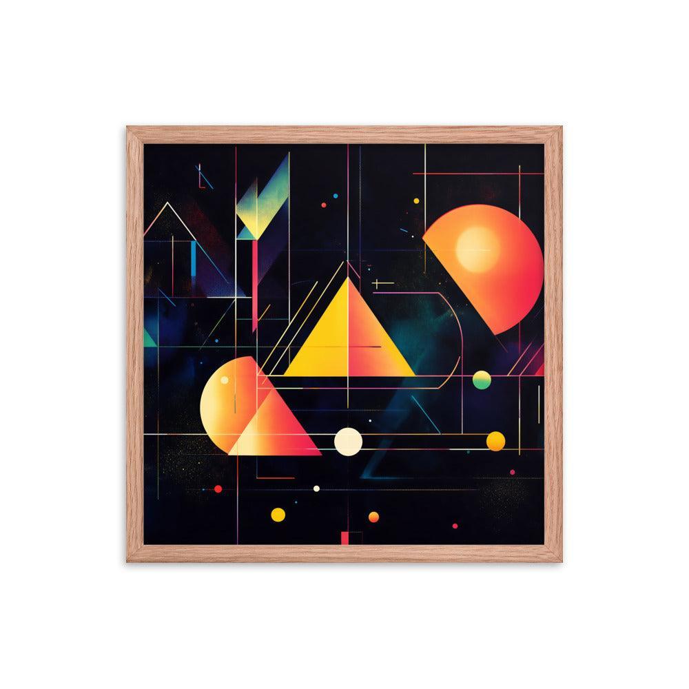 Cosmic Geometric Art with Abstract Shapes and Colorful Patterns for Modern Aesthetics Framed Poster - Oh Posters