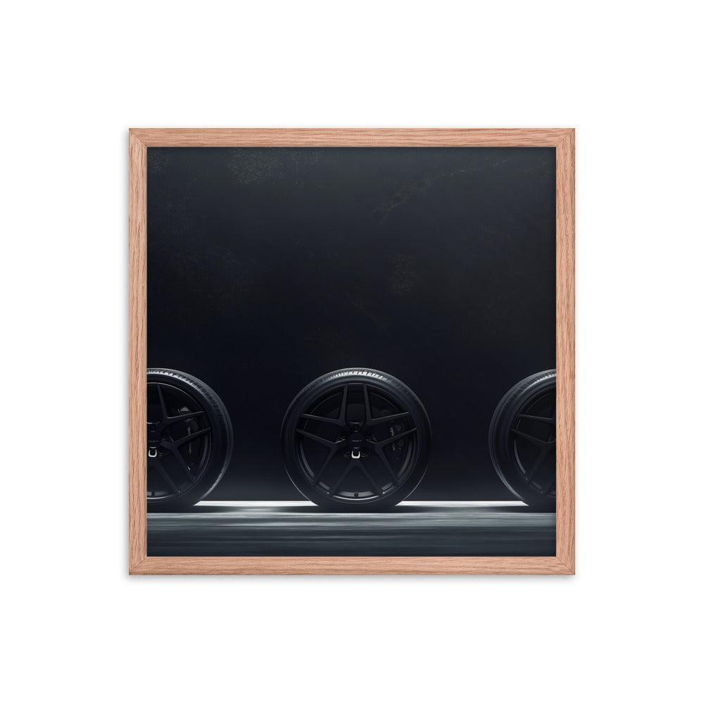 Car Wheels Trio Under Starry Night Sky Framed Poster - Oh Posters