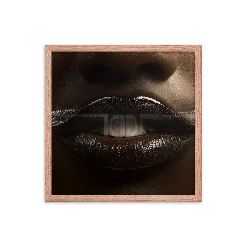 Bold Abstract Face Art with White Accents for Modern Aesthetic Framed Poster - Oh Posters