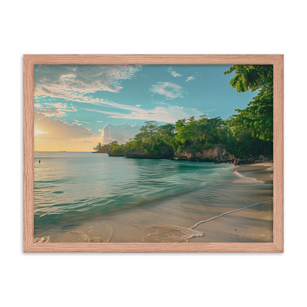 Jamaica Tranquil Seaside Sunset Framed Poster - Oh Posters