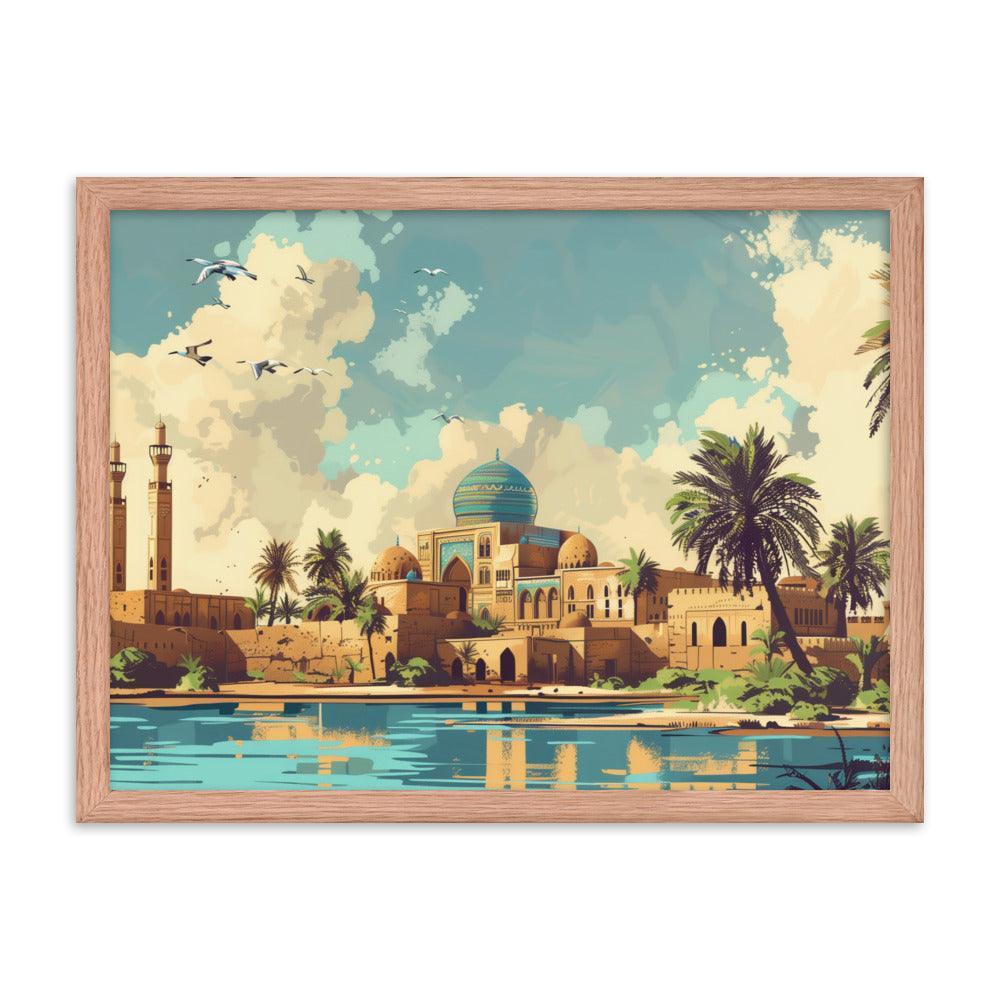 Iraq Riverside Mosque Tropical Landscape Framed Poster - Oh Posters