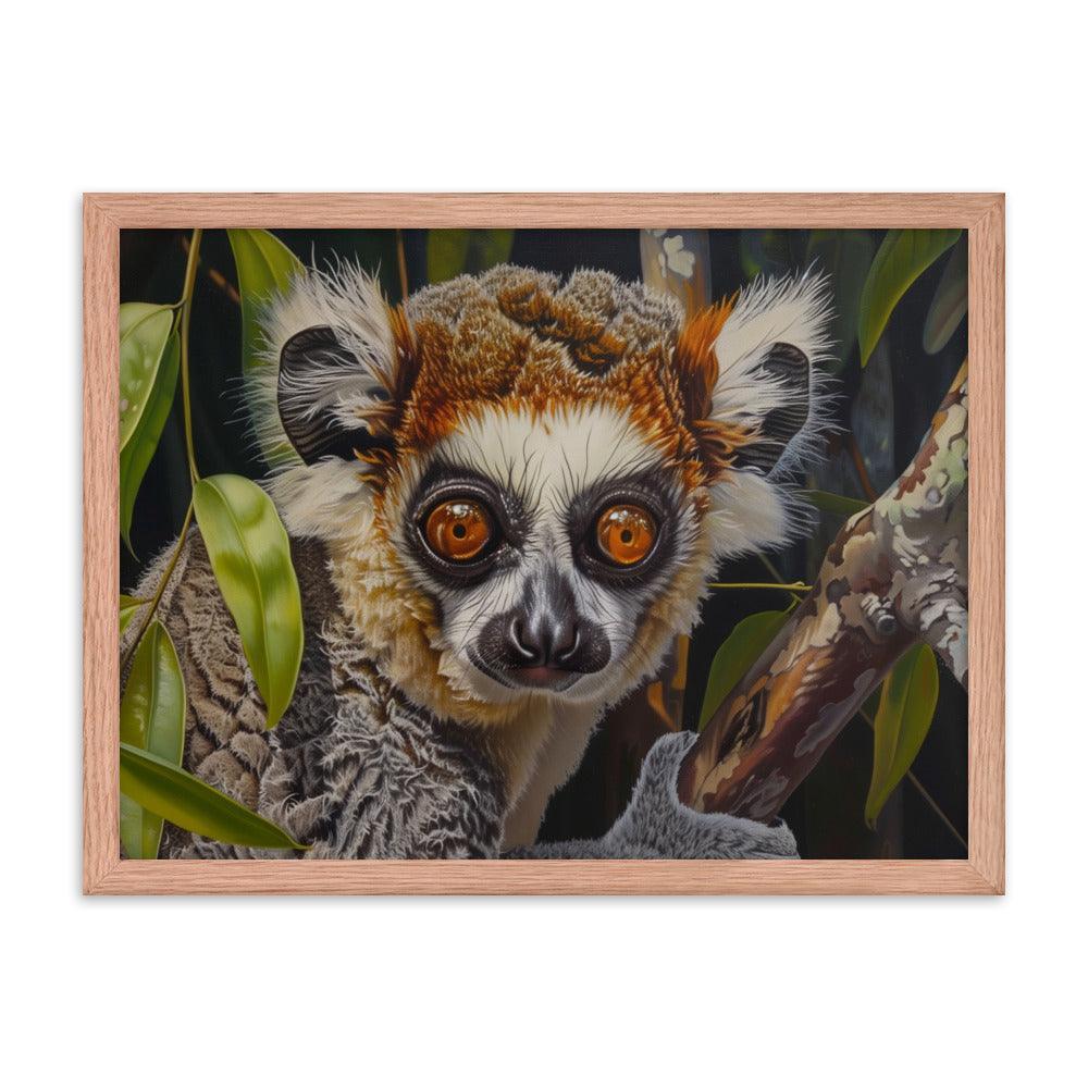 Madagascar Brown Lemur Realistic Wildlife Art Framed Poster - Oh Posters