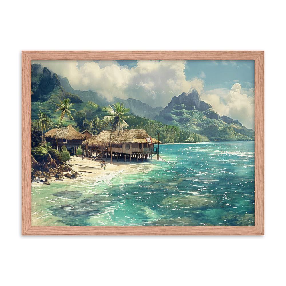 Nauru Tropical Beachside Village Framed Poster - Oh Posters