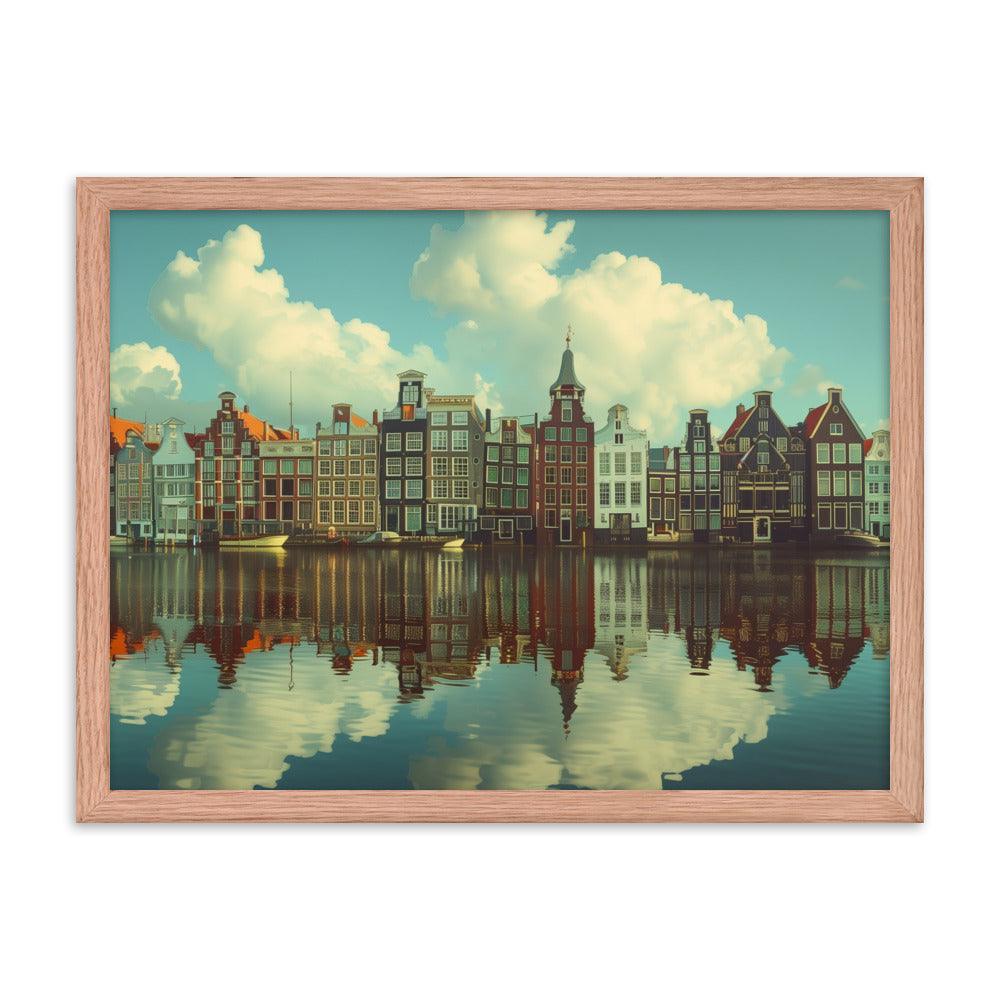 Netherlands Historic Amsterdam Canal Houses Framed Poster - Oh Posters