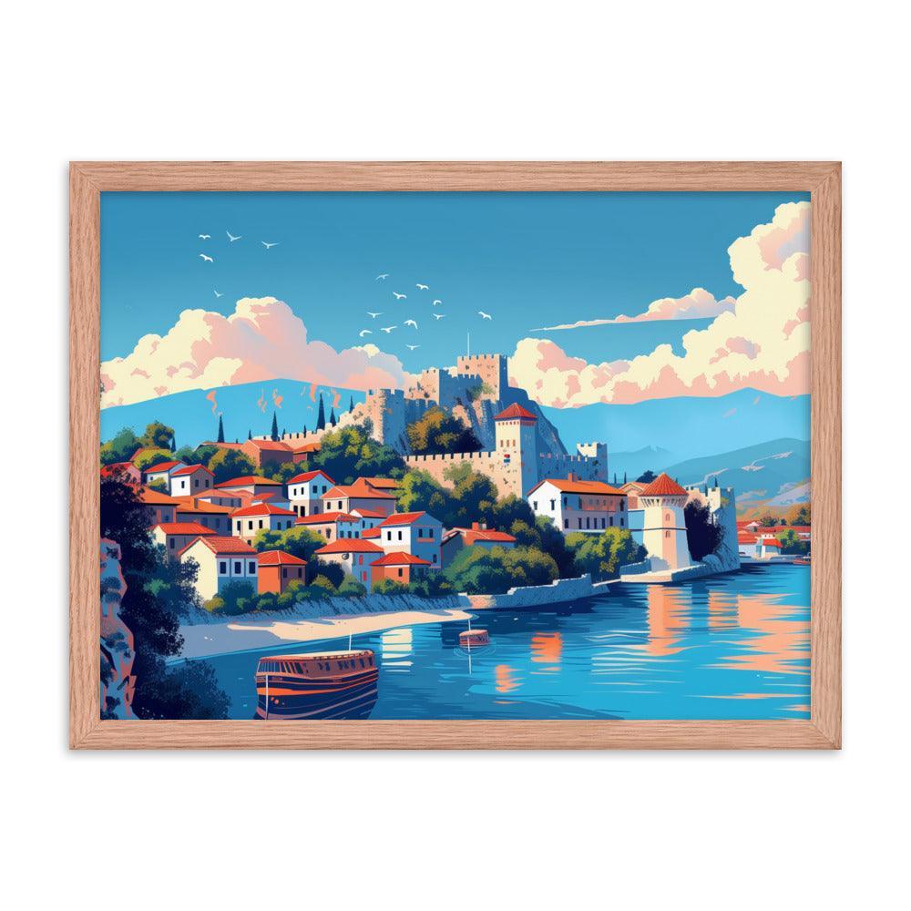 North Macedonia Historic Castle by the Lake Framed Poster - Oh Posters