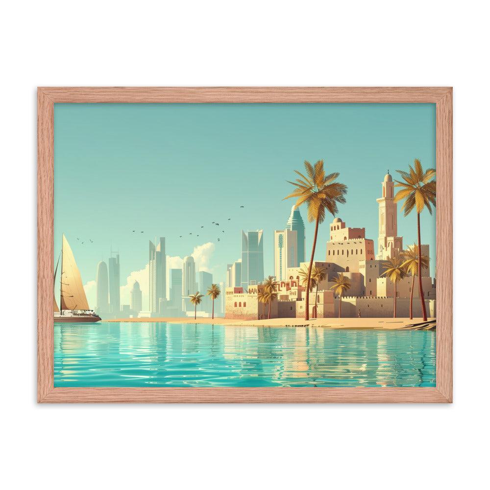 Qatar Traditional and Modern Architecture Seaside Framed Poster - Oh Posters