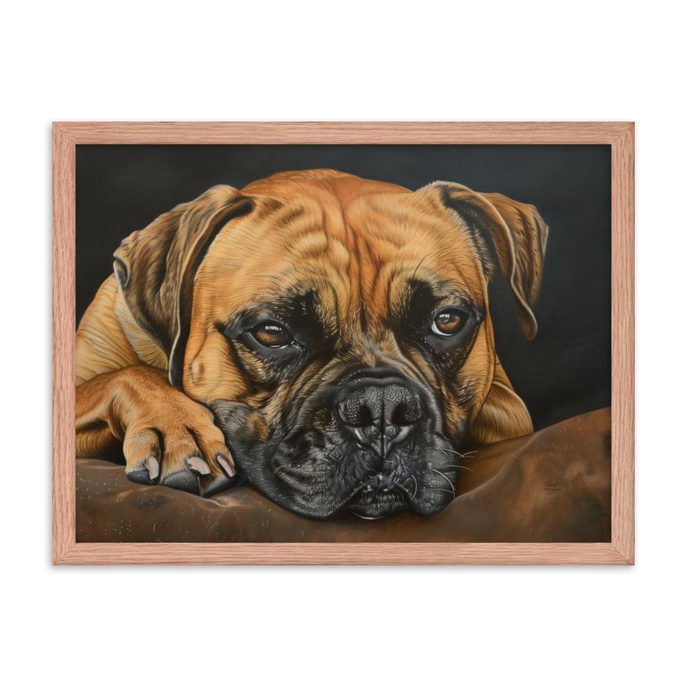 Bullmastiff Resting Portrait Painting Framed Poster - Oh Posters