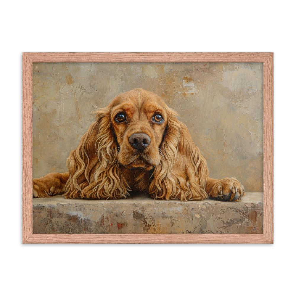 English Cocker Spaniel Resting on Textured Background Painting Framed Poster - Oh Posters