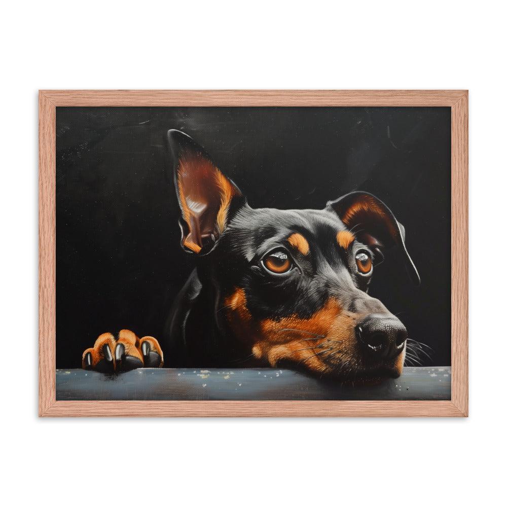 Manchester Terrier Painting with Dark Background Framed Poster - Oh Posters
