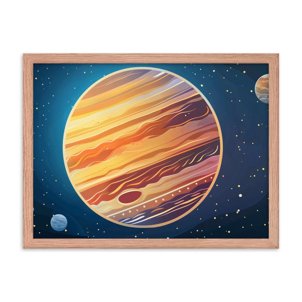 Jupiter Colorful Space Illustration Astronomy Art Framed Poster - Oh Posters