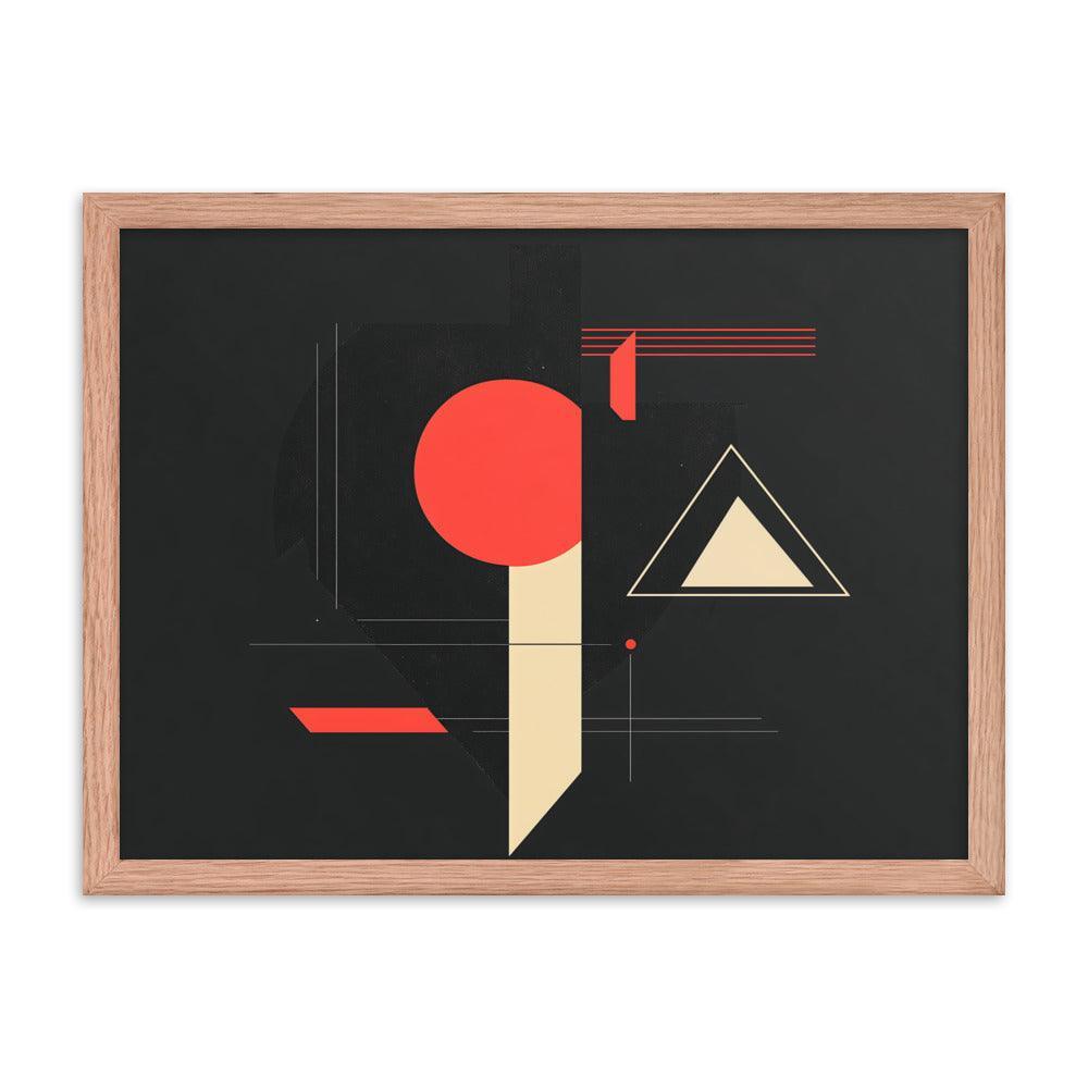 Bold Geometric Art Shapes Red Circle Black Framed Poster - Oh Posters